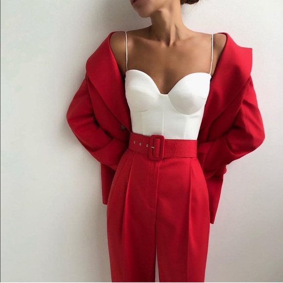 Zara Pants - ZARA High Waisted Belted Pants Coral